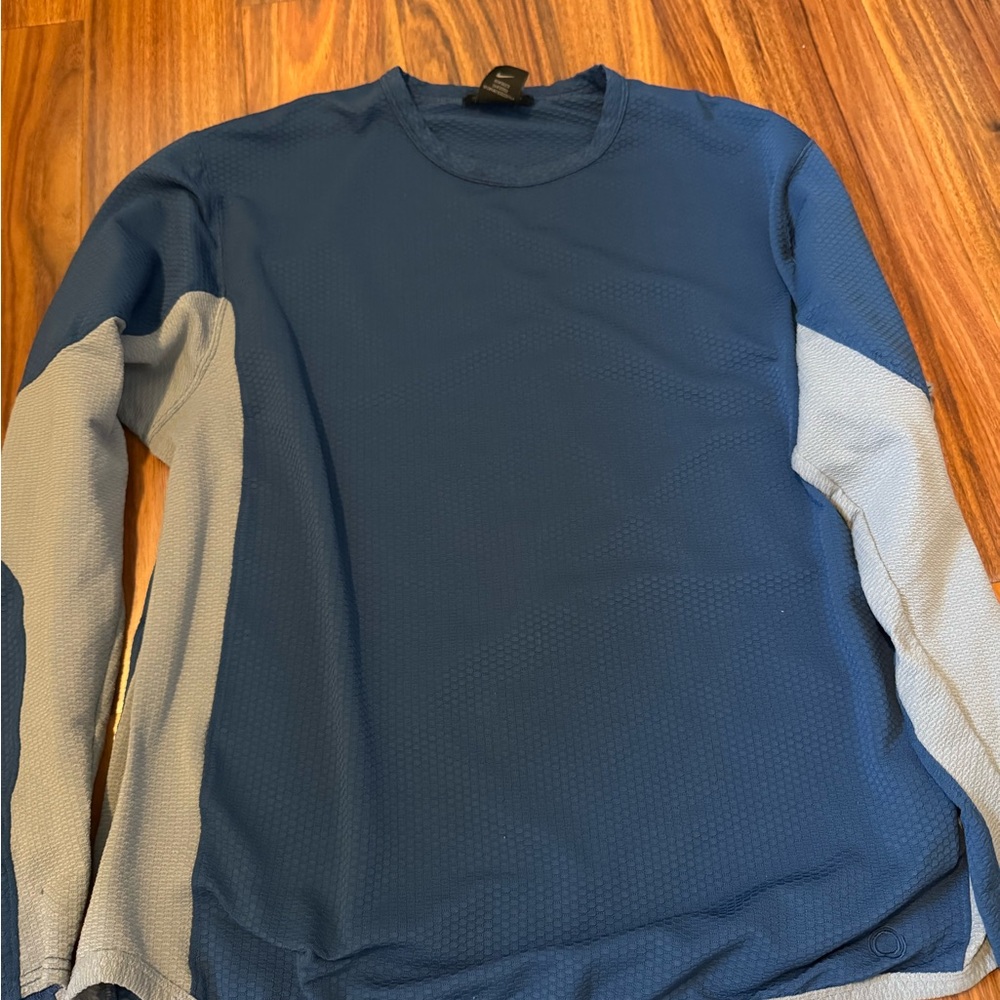 Men's Nike Blue and Gray Long Sleeve Shirt